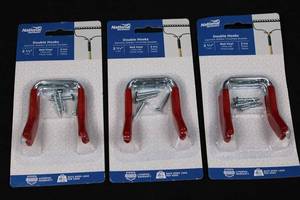 National Hardware Double Hooks - 2-34 in Red Vinyl