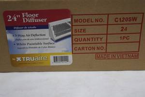 Trueaire 24-Inch Floor Diffuser C120SW - Paintable White Surface, 3-Way Air Deflection