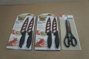 2 Copper Knife Sets and Scissors