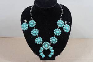 Squash Blossum Turquoise Necklace and Earrings