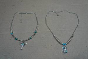 Silver Tone Necklaces with Turquoise Stones