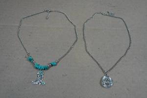 Silver Tone Necklaces with Turquoise Stones