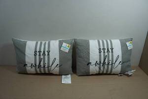 2 Decorative Throw Pillows -12x18  Stay a While