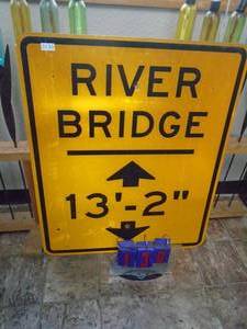 Road sign. 30 x 36. As shown. CASH ON SITE ONLY. PICKUP IS MONDAY MAY 4TH FROM 11 AM TO 4 PM. REGARDLESS WHAT THE SCHEDULE STATES.