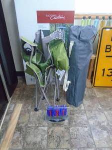 Qty of 2 folding chairs with bags. As shown. CASH ON SITE ONLY. PICKUP IS MONDAY MAY 4TH FROM 11 AM TO 4 PM. REGARDLESS WHAT THE SCHEDULE STATES.
