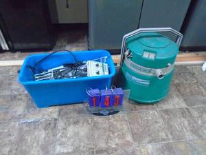 Bissel big green machine with wand. But not pictured. As shown. Includes tub of hardware. CASH ON SITE ONLY. PICKUP IS MONDAY MAY 4TH FROM 11 AM TO 4 PM. REGARDLESS WHAT THE SCHEDULE STATES.