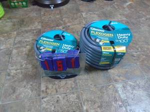Qty of 2 garden hoses. 150 feet in total. As shown. CASH ON SITE ONLY. PICKUP IS MONDAY MAY 4TH FROM 11 AM TO 4 PM. REGARDLESS WHAT THE SCHEDULE STATES.