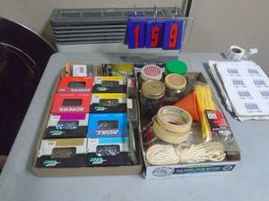 Flat of misc hardware. As shown. CASH ON SITE ONLY. PICKUP IS MONDAY MAY 4TH FROM 11 AM TO 4 PM. REGARDLESS WHAT THE SCHEDULE STATES.