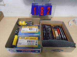 2 flats of exacto blades & heat shrink tube. As shown. CASH ON SITE ONLY. PICKUP IS MONDAY MAY 4TH FROM 11 AM TO 4 PM. REGARDLESS WHAT THE SCHEDULE STATES.
