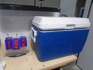 Coleman cooler with misc hvac parts. As shown. CASH ON SITE ONLY. PICKUP IS MONDAY MAY 4TH FROM 11 AM TO 4 PM. REGARDLESS WHAT THE SCHEDULE STATES.