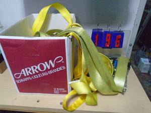 3 2 inch ratchets straps. As shown. CASH ON SITE ONLY. PICKUP IS MONDAY MAY 4TH FROM 11 AM TO 4 PM. REGARDLESS WHAT THE SCHEDULE STATES.