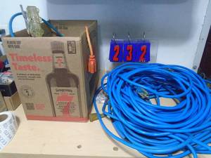 Box of extension cords. As shown. CASH ON SITE ONLY. PICKUP IS MONDAY MAY 4TH FROM 11 AM TO 4 PM. REGARDLESS WHAT THE SCHEDULE STATES.
