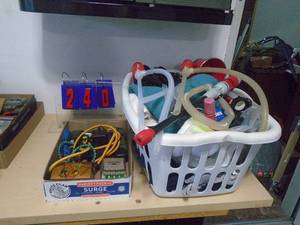 Basket of goodies & batteries. As shown. CASH ON SITE ONLY. PICKUP IS MONDAY MAY 4TH FROM 11 AM TO 4 PM. REGARDLESS WHAT THE SCHEDULE STATES.