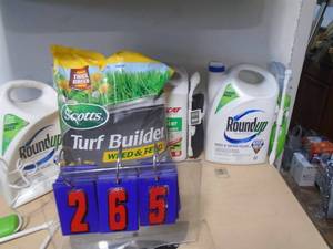 4 jugs lawn chemicals & fertilizer. As shown. CASH ON SITE ONLY. PICKUP IS MONDAY MAY 4TH FROM 11 AM TO 4 PM. REGARDLESS WHAT THE SCHEDULE STATES.