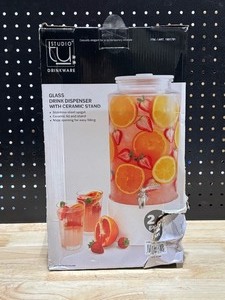 Glass Drink Dispenser with Ceramic Stand