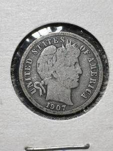 1907 US BARBER DIME
