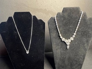 Beautiful BOGOFF Rhinestone Necklace and Single Gemstone Pendant Necklace