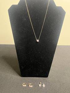 925 CZ Necklace & Earrings Set