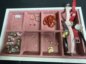 Fashion Watches & Costume Jewelry Mixed Lot - drawer not inc and watches untested