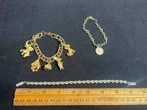 VTG Bracelet Jewelry Set of 3 - Charm Bracelets & U.S. Seal Chain Bracelet