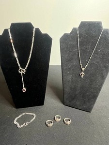VTG Mixed Silver Tone Jewelry Lot of 6 - Necklaces, Bracelet & Rings