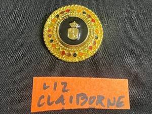 Brooch Pin - Liz Claiborne Gold Tone Crest Rhinestone Pin