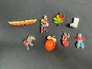 Vintage Brooch Pins - Figural Assorted Set of 8