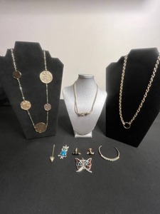 VTG Jewelry Mixed Lot of Necklaces, Pins, Cufflinks & Cuff