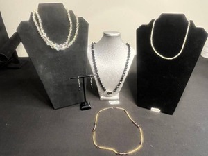 VTG Crystal & Glass Beaded Necklaces & Earring Mixed Lot