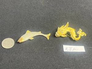 VTG Brooches - K.J.L. and Unsigned Fish Pins (Lot of 2)
