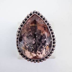 Samuel B. 18K & Sterling Pink Topaz Ring, Pear-Cut - Size 8