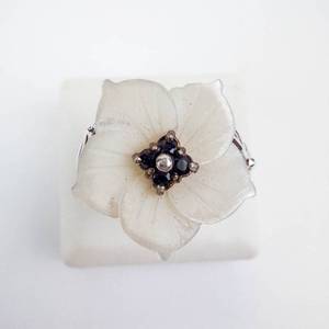 Lee Sands Sapphire & Mother of Pearl Sterling Silver Ring - Size 6.75
