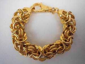 Byzantine Bracelet - Gold-Plated, Heavy Link Chain, 8-Inch Length
