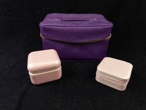 Travel Jewelry Case with Mirror - 2 Small Jewelry Travel Boxes (Lot of 3)