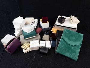Roger Burke Jewellers & Rachel Galley Assorted Jewelry Boxes, Pouches & Cases. -Used Condition