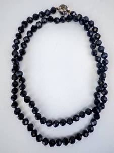 Heidi Daus Smoky-Color Glass Bead Necklace with Pave Rhinestone Ball Clasp - 40-Inch (COMES WITH HEIDI DAUS BOX & TAG NOT SHOWN)