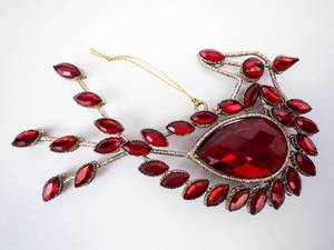 Pear-Cut Red Crystal Necklace with Halo and Marquise Accents - Costume Jewelry