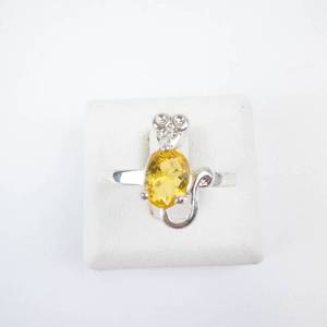 Sterling Silver Citrine Mouse Ring - Size 7