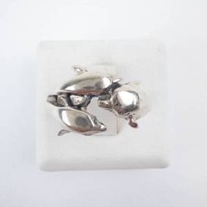 Sterling Silver Three Dolphin Swirl Ring - Size 6.5
