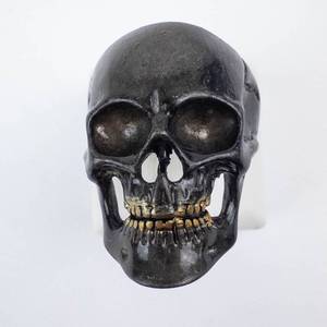 Large Skull Ring with Gold Tone Teeth - Base Metal, Size 13