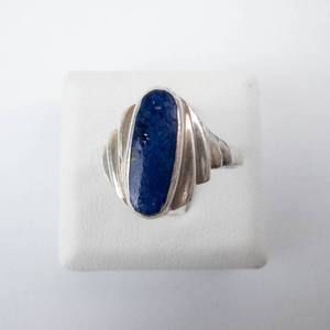 Sterling Silver Lapis Ring Size 7 - Oval Cabochon Bezel Setting
