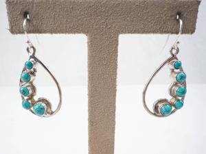 Turquoise Style Cabochon Teardrop Earrings in Silver - Dangle Style