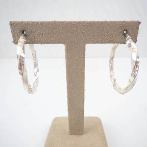 JCM Sterling Silver Twist Hoop Earrings - Large Pair