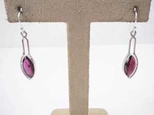 Sterling Silver Pink Marquise Gem Drop Earrings