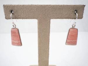 Rhodochrosite Sterling Silver Bezel-Set Drop Earrings