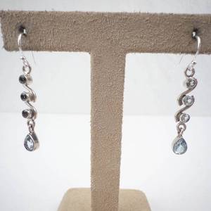 Sterling Silver Aquamarine Drop Earrings with Spiral Design