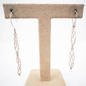 Sterling Silver Dangle Earrings 925 - Twisted Ribbon Design