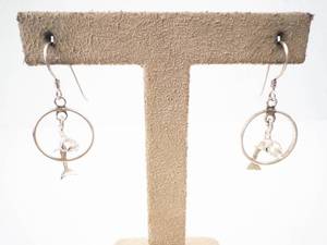 Sterling Silvers Hoop Earrings with FishDolphin Pendant