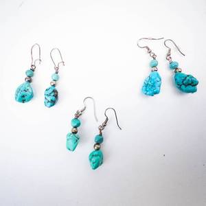 Silver Tone Turquoise Dangle Earrings (Lot of 3)