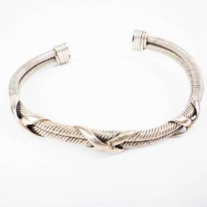 Sterling Silver Twist Rope Cuff Bracelet - 18.12g, Size 56mm